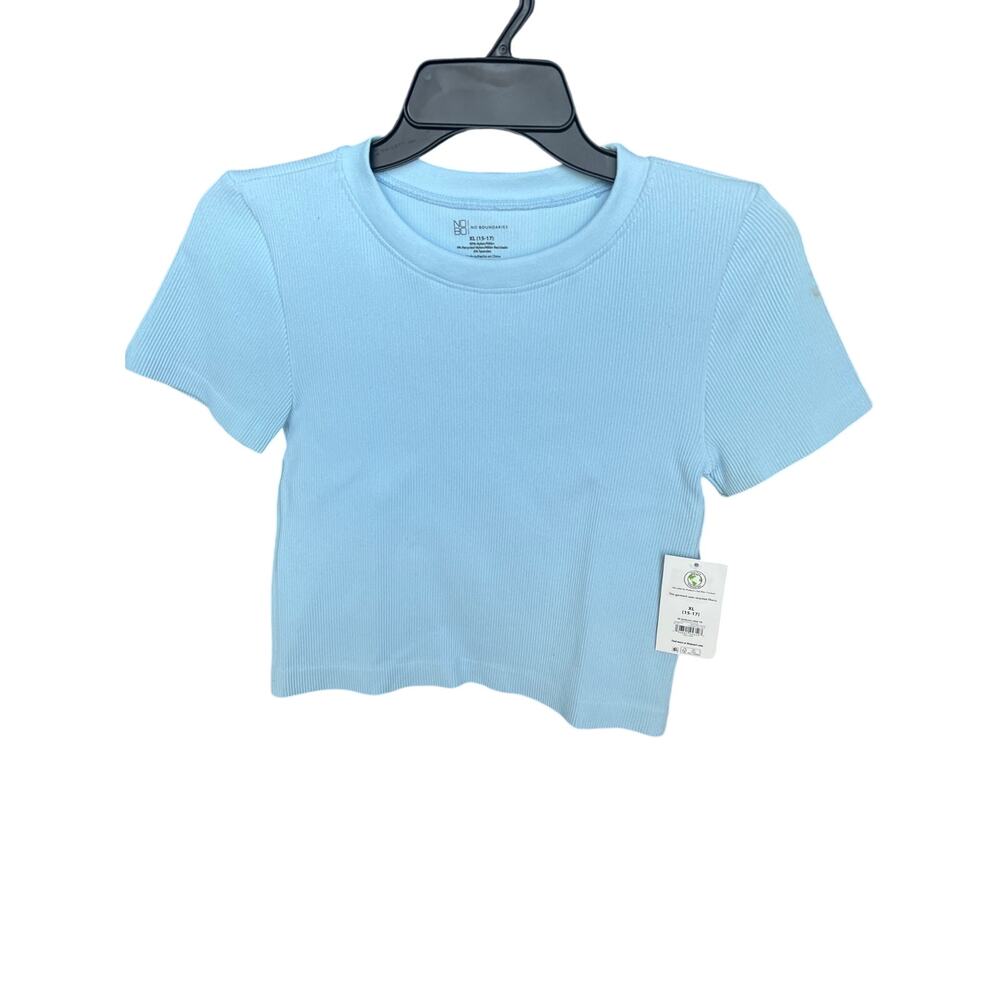 NWT No Boundaries Blue Teens Short Sleeve stretch Top Size XL (15-17).